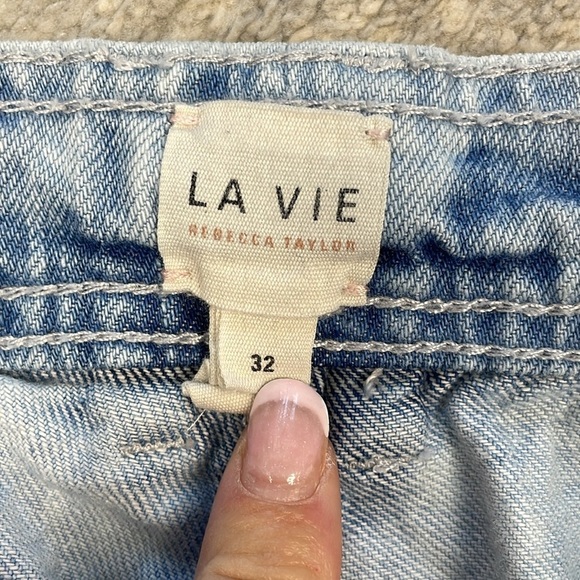 La Vie Rebecca Taylor Wide Leg High Rise Jean Light Acid Wash Festival Sz 32 - Picture 8 of 15